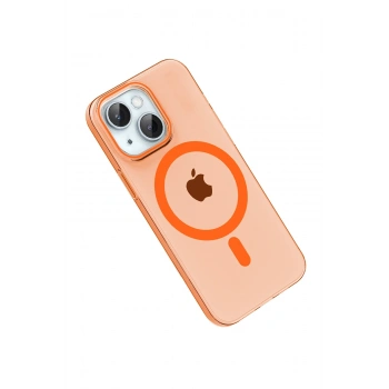  Apple iPhone 14 PC Blank Magsafe Kapak - Turuncu
