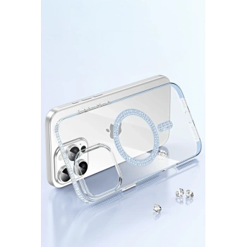  Apple iPhone 16 Pro Max Move Taşlı Magsafe Kapak - Mavi