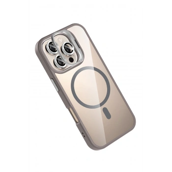  Apple iPhone 16 Pro Max Remim Lensli Magsafe Standlı Kapak - Titan Gri