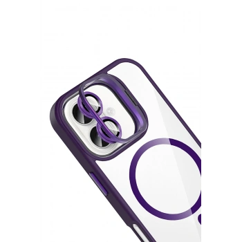 Apple iPhone 16 Remim Lensli Magsafe Standlı Kapak - Derin Mor