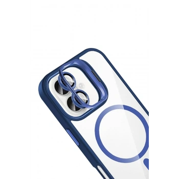  Apple iPhone 16 Remim Lensli Magsafe Standlı Kapak - Lacivert