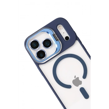  Apple iPhone 17 Pro Max Remim Lensli Magsafe Standlı Kapak - Lacivert
