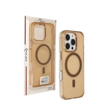  iPhone 16 Pro Max Gleam PC Sert Magsafe Kılıf - Şeffaf-Gold