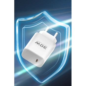  JK89 30W Type-C Çıkışlı Ekstra DC67 1M Type-C to Type-C Kablolu PD Şarj Cihazı - Beyaz