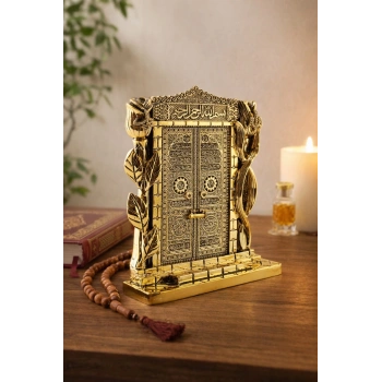 Kâbe Kapısı Figürü – Altın Renk Dekoratif Biblo | Manevi ve Anlamlı Hediye 25 cm