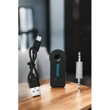 Kablosuz Bluetooth Aux Araç Kiti Siyah Hafıza Kartlı