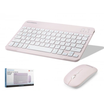 Kablosuz Bluetooth Smart Klavye Mouse Seti Şarjlı 1600 Dpi Pembe HDX2508P