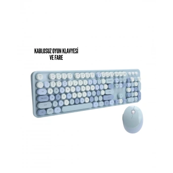 Kablosuz Klavye Mouse Seti mavi