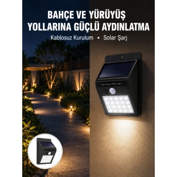 Kablosuz Solar Led Lamba | Bahçe, Veranda, Merdiven Işığı, Otomatik Aç-kapa Sensörlü Yeni Nesil