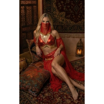 Kadı Kaliteli Peçeli Seksi Dansöz Kostümü Erotik Çekici Çengi Fantezi Oryantal Asena Kıyafeti