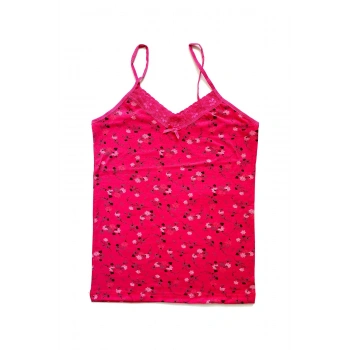 Kadın Askılı Desenli Atlet Dantelli Empirme Pamuklu Penye D3