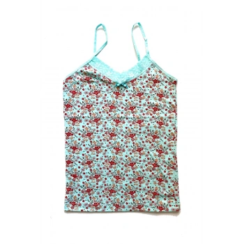 Kadın Askılı Desenli Atlet Dantelli Empirme Pamuklu Penye D5