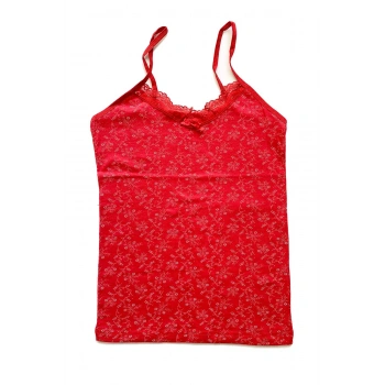 Kadın Askılı Desenli Atlet Dantelli Empirme Pamuklu Penye D9