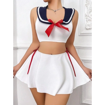 Kadın beyaz etekli fantezi denizci kız kostümü