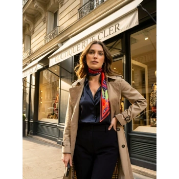 Kadın Çiçek Desenli Modern Desenli Fular – Boyun, Çanta & Saç Aksesuarı – Şık Hediye Alternatifi