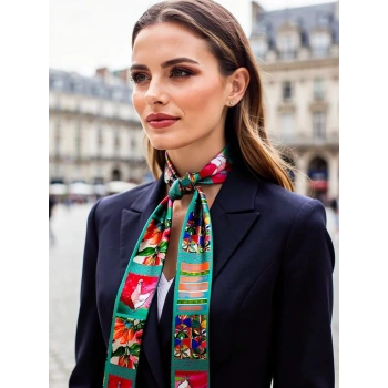 Kadın Çiçek Hayvan Desenli Modern Fular – Boyun, Çanta & Saç Aksesuarı – Şık Hediye Alternatifi