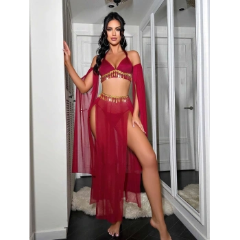 Kadın Fantazi Kırmızı Özel Tasarım Harem Fantezi Kostüm 2271