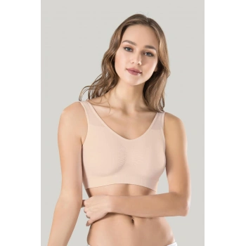 Kadın Gri Kalın Askılı Çıkarılabilir Pedli Örme Seamless Dikişsiz Basic Büstiyer