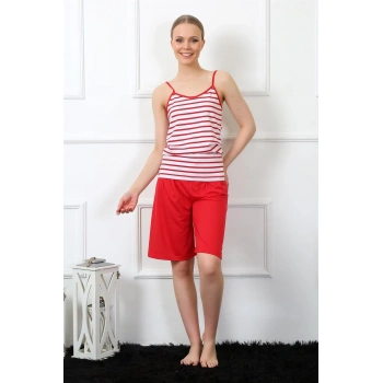 Kadın İp Askılı Kapri Takım Kırmızı