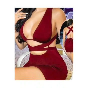 Kadın Kahverengi Elbise Fantezi 5080