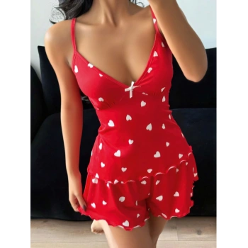 Kadın Kalp Desenli Şortlu Pijama Takım 5178