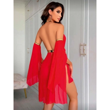 Kadın Kırmızı Dansöz Elbisesi Fantezi Kostüm 2266