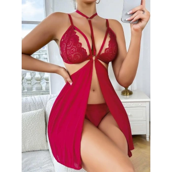 Kadın Kırmızı Fantezi Gecelik Tül  2164