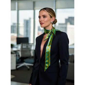 Kadın Neon Zamansız Geometrik Desenli Fular – Kombin Tamamlayıcı Aksesuar – Hediye Olarak İdeal