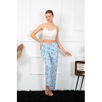 Kadın Pamuklu Alt Pijama Mavi
