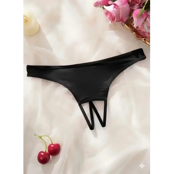 Kadın Siyah Ağ Bölgesi Açık Külot