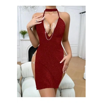 kadın zincir detaylı Fantezi  elbise 5087