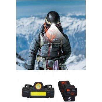 Kafa Lambası - 8 Saat Dayanıklı Şarjlı Sensörlü Mıknatıslı - Kamp - Balıkçılık- Acil Durum Feneri