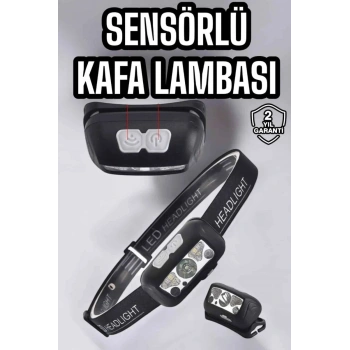 Kafa Lambası Kamp Lambası Sensörlü Şarjlı Ayarlanabilir