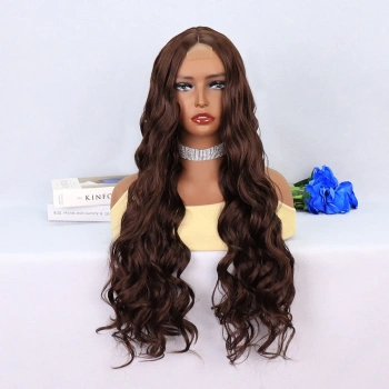 Kahverengi Dalgalı Uzun Tül Peruk