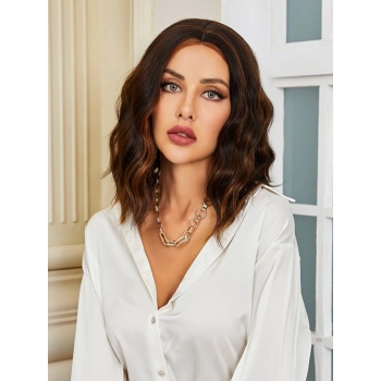 Kahverengi / Karamel Röfleli Küt Tül Peruk