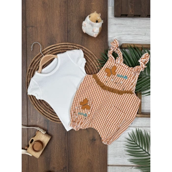 KAHVERENGI KISA KOLLU KIZ PAMUKLU ÇOCUK & 2 PARÇA BEBEK TULUM