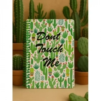 Kaktüs Desenli Spiral Kareli Defter – 80 Yaprak / 160 Sayfa – 18x24 cm