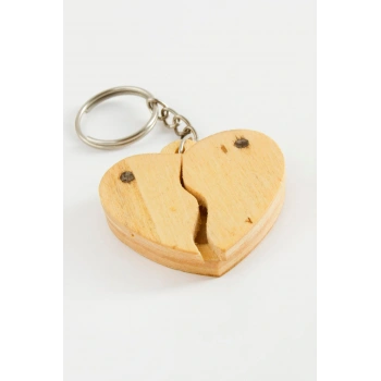 Kalp Açılıp Kapanır Ahşap Anahtarlık