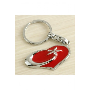 Kalp Ay Yıldız Metal Anahtarlık