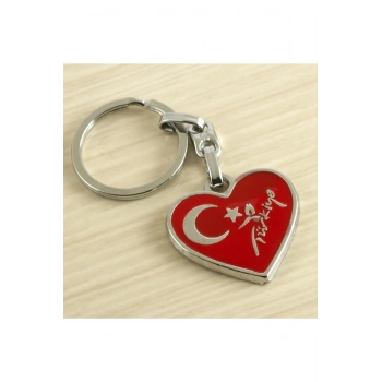 Kalp Ay Yıldız Metal Anahtarlık