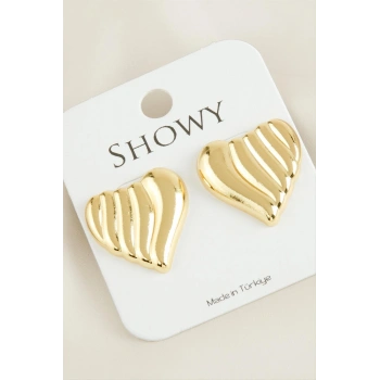 Kalp Çizgili Yeni Sezon Metal Küpe