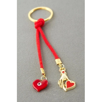 Kalp El Camlı İpli Anahtarlık