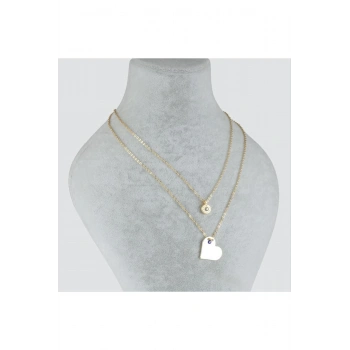 Kalp Figürlü Nazarlı Plaka İkili Kolye