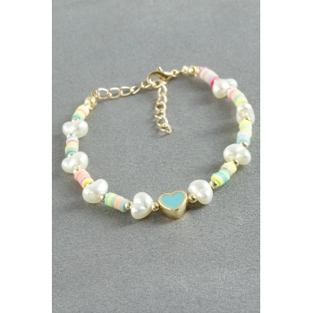 Kalp Fimo İnci Bileklik