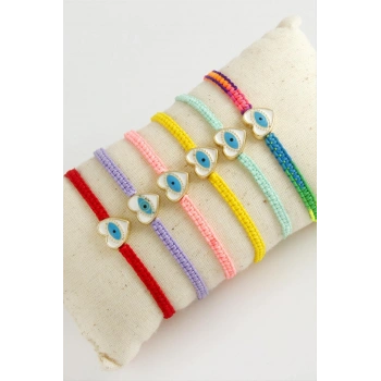 Kalp Göz Makrome Örgülü Bileklik