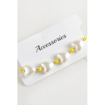 Kalp İnci Kristal Makrome İp Bileklik