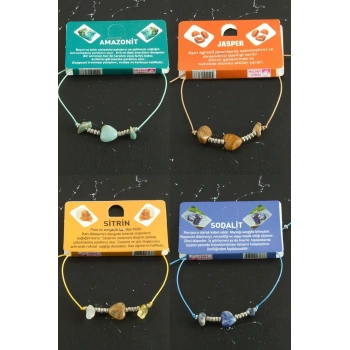 Kalp Karışık Doğaltaş Bileklik