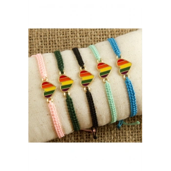 Kalp Makrome Örgülü Bileklik