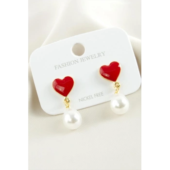 Kalp Mineli İnci Küpe