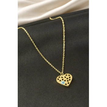 Kalp Nazar Çelik Kolye